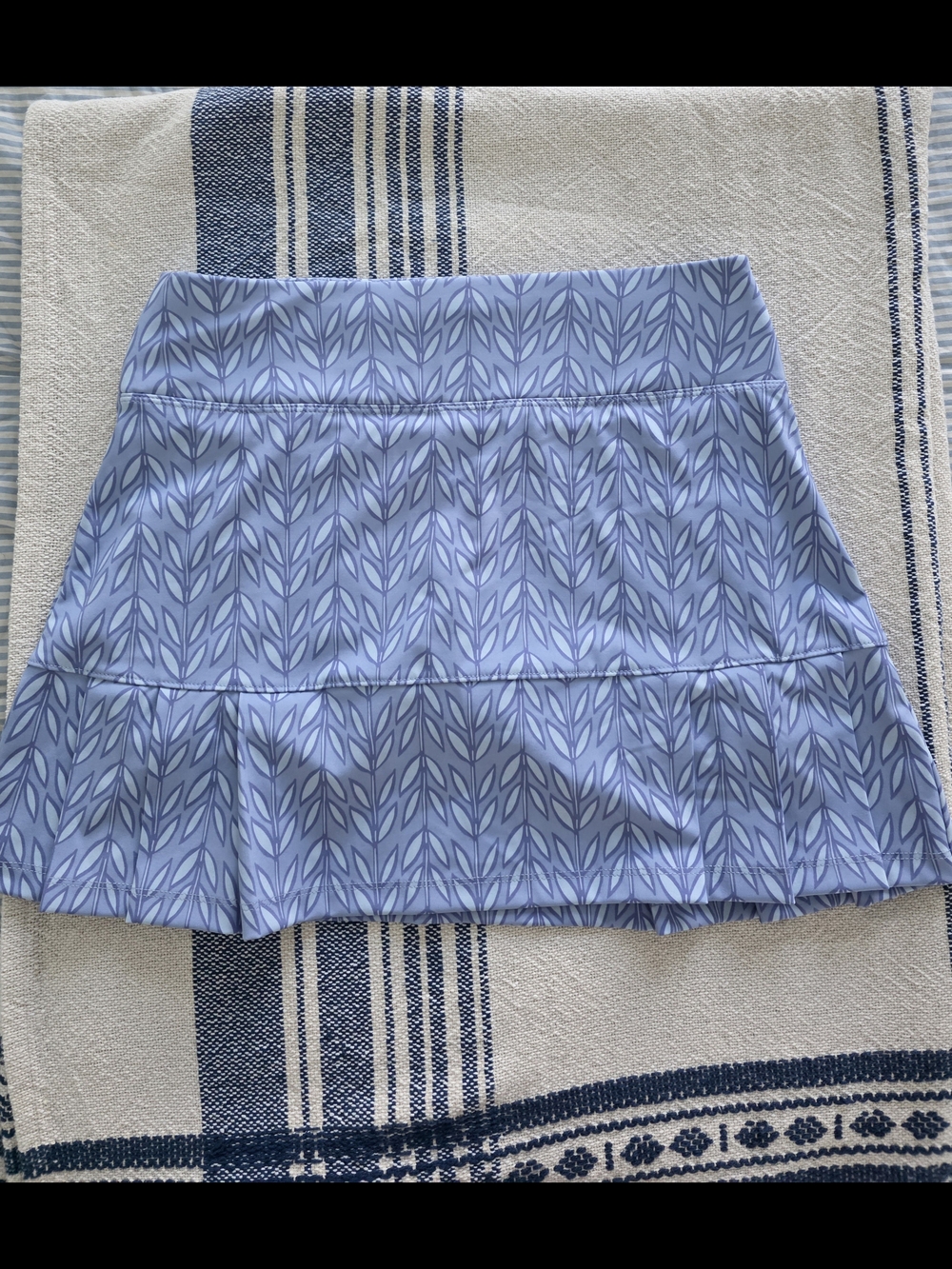 Sigrid Olsen Blue Leaf-Print Golf Skort